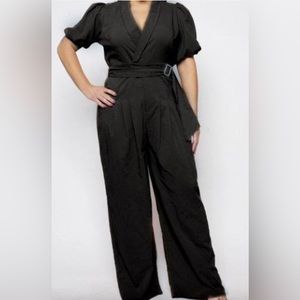Plus Black Belted Jumpsuit